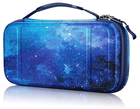FINTIE Tragetasche für die Nintendo Switch Lite - [Stoßfeste] Hartschalen Aufbewahrungstasche mit 15 Spielkartenhaltern Haltegurt für die Nintendo Switch Lite Konsole & Accessoires, Sternenhimmel