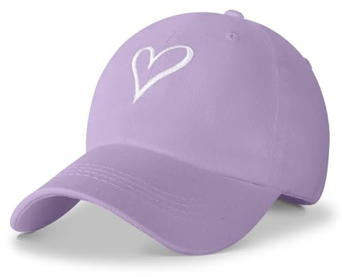 HeyCaps Baseball Cap Damen mit Herzförmiges Stickmuster Baumwolle Mütze Verstellbarem Kappe Outdoor Sports Cap