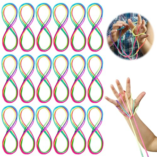 MILIAFLICK Cuerda Juego Manos 18 Piezas Juego de Hilos de Dedo Twist Rainbow Rope Dedos Juego de Hilo Flexible para niños para niños niñas Fiestas