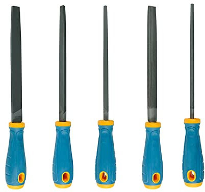 Handwerkzeug-Sets, 5-teiliges Metall-Holz-Raspelfeilen-Werkzeugset, Kohlenstoffstahl-Feilen-Set mit Griff for Metall, Holzbearbeitung, Glas, Kunststoff, Schleifen, Leder, Schmuck (Größe: 430 mm)