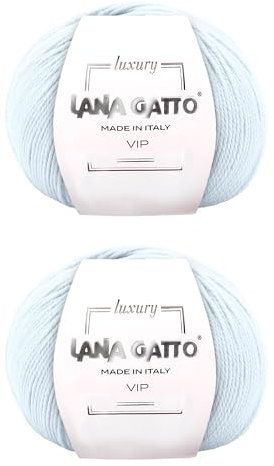 Knäuel aus Kaschmir- und extrafeiner Merinowolle zum Stricken, Lana Gatto Vip Line, 100 gr., 400 mt, (Hellblau - 4010, 2)