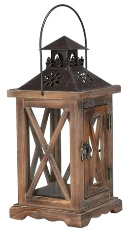 Retro-Windlampen-Kerzenhalter aus Holz Zum Aufhängen, Kerzenhalter aus Used-Look-Holz und Metall, Dekor, Haushalts-Kerzenhalter, Rustikale Laterne, Kerzenhalter für Zuhause