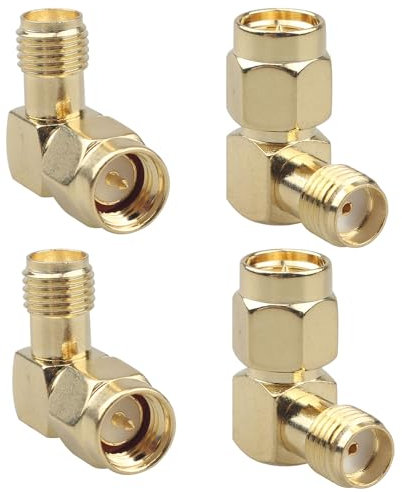 Futheda 4PCS SMA Male to Female Right Angle 90 Degree Elbow Connector Gold-Plated RF Adapter Compatible with 4G LTE Antenna FPV Drone Backup Camera Wi-Fi Router Radio Walkie Talkie Signal Booster