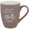 Spruchreif | Soft-Touch Tasse Taupe Man erlebt mich selten Radlos – Beidseitig gravierte Tasse mit Fahrrad-Spruch | Lustiges Geschenk für Radfahrer & Outdoor-Fans | 350 ml