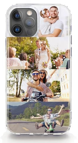 Personalised Phone Case For Apple iPhones, 17, 16, 15, 14, 13, 12, 11 Pro, Max, Mini, Plus, Samsung S24, S25 Gel Case Compatible with MagSafe, Custom Photo Cover, Personalize with Four Image Collage