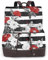 Damen-Rucksack, schwarz, weiß, gestreift, rote Rose, Blumendruck, wasserdicht, Diebstahlschutz, leicht, PU-Leder, Nylon, Schule, Schultertasche, Reiserucksack, Schwarz , Einheitsgröße