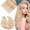 Rich Choices Tape Extensions Echthaar 60cm 20 Stück #18/613 Blonde Strähnchen Echthaar Haarverlängerung Invisible Tape in Extensions Remy Seidig Gerade Haar Extensions Natürliche Haarverdichterung
