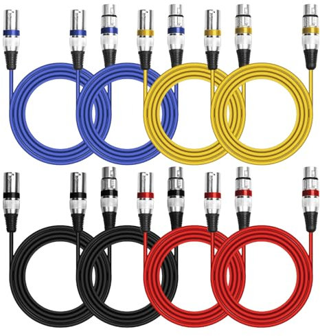 8 Pcs XLR Cable de Micrófono, Cable de Micrófono XLR Hembra a XLR Macho, Cable de Audio, 2m, Cable Divisor Adaptador de Audio