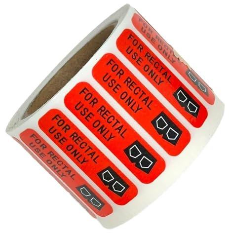 500 Aufkleber „Nur zur rektalen Anwendung“, Parodie-Aufkleber, permanente Haftung mit wasserfester Oberfläche, lustiger Witz, 4,6 x 5,1 cm, Rot