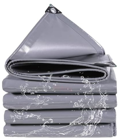 WLRHGl Toldo Reforzado, 2.5 x 8.5 m Funda Protectora Lona Impermeable para Camping, protección de vehículos, Muebles de jardín, leña, Obras y Otros usos WLR010, Gris