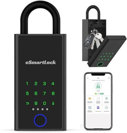 Smart Schlüsselbox mit Fingerabdruck und Zahlencode eLinkSmart Bluetooth Lock Box, IP65 Wasserdicht, Wandmontage, Türaufhängung, geeignet für Haus, Wohnung Version 2025