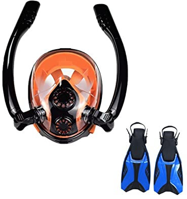 HPHPH Bouteille de Plongée, Surf Plongée Respirateur Réservoir Équipement De Natation Tuba Petite Bouteille D'oxygène Portable Miniature,Divertissement sous-Marin/Travail Plongée(Mask+Flippers)