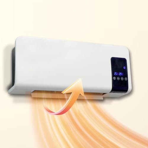 KioGro Wandheizung 1000W/2000W, Keramisches Wandheizgerät mit 2 Leistungsstufen, Wand Heizlüfter mit 60° Weitwinkel-Wärmeabgabe, mit LED-Anzeige und Fernbedienung, 12-Stunden-Timer und Wochen-Timer