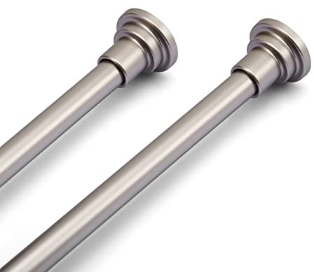 Shower Curtain Rod Extendable Shower Curtain Pole Telescopic Spring Tension Rod for Bathroom Bathtub Kitchen Wardrobes Doorways, No Drilling, Rust-Resistance Adjustable Hanging Pole, 83-150cm, Nickle