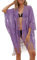 colornival Sexy Kimono-Spitzenstrandkleid für Damen mit offener Front und Fransen für den Urlaub (Lila)