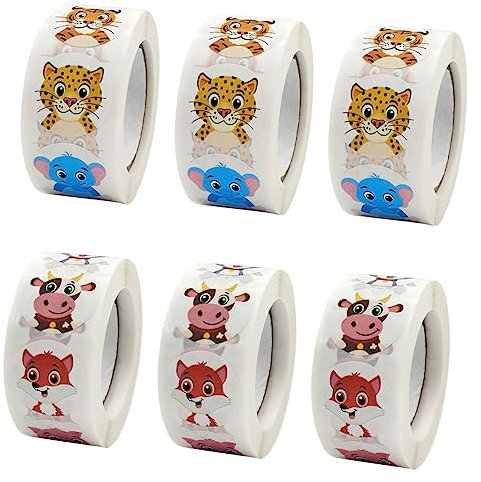 TOYANDONA 6 Rollen Tiersticker Für Aufkleber Mit Tiermotiven Aufkleber Aufkleber Tieraufkleber Für Tigeraufkleber Cartoon-Aufkleber Tieraufkleber Papier