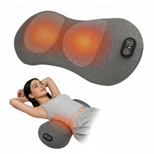 Massagegerät Rücken Rückenmassagegerät,Massagekissen mit Wärme, Vibration & Dehnung, Lendenkissen & Massagegerät Rücken für Lendenwirbelsäule,Nacken, Bürostuhl, Rückenkissen zur Entspannung