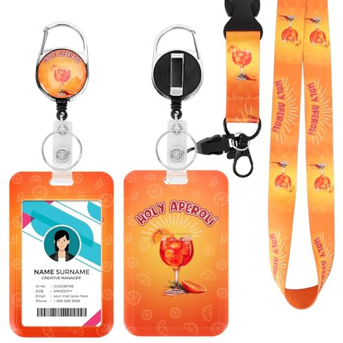 Ausweishülle mit Band, Id Badge Holder Breakaway Lanyard für, Einziehbare Badge Reel, Abnehmbare Namensschild Clips, Hals Lanyard Strap, Lehrer Büro Geschenke (Holy Aperoli)