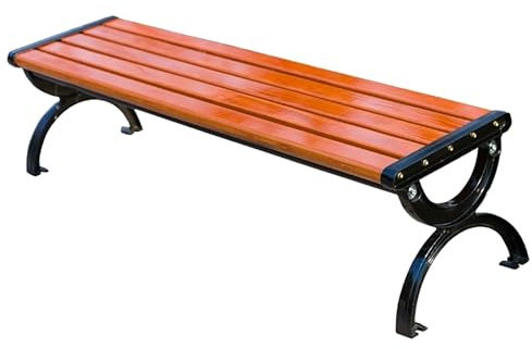 ZKBDBWTR Gartenbank für den Außenbereich, Rückenfreie Holzbank, Beine aus Aluminiumguss, Parkbank für 2–3 Personen, für Veranda, Rasen, Hof, Terrasse(120cm/47.2in)