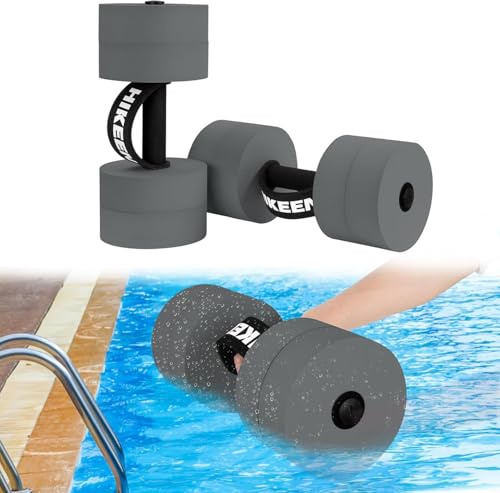 BOOSTEADY Adjustable Aquatic Dumbbells – Water Aerobics Set with 8 High-Density EVA Foam Discs, Pool Exercise Barbells for Resistance Training, Weight Loss & Rehab, Non-Slip Grip