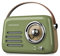 Ledwood Radio Rétro Portable Alma, FM, Bluetooth Entrée USB, Puissance 30W - Batterie 3,7V-1500mAh - Retro Vintage - Vert Olive