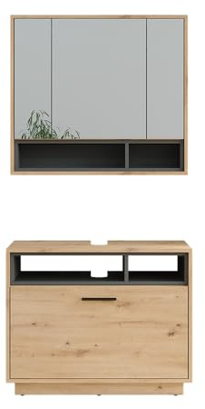 Vicco Badmöbel-Set Artisan Eiche/Anthrazit Beatrice, bestehend aus Waschbeckenunterschrank, Spiegelschrank - Harmonische Kombination für EIN stimmiges Bild