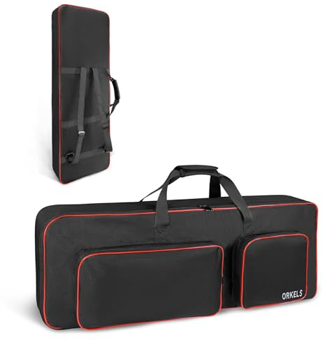 SUNDOY 61-Key Keyboard Gig Bag, Padded Electric Piano Case with 10mm Cushion, 600D Oxford Waterproof Fabric, Portable Keyboard Carrying Bag with Large Accessory Pockets
