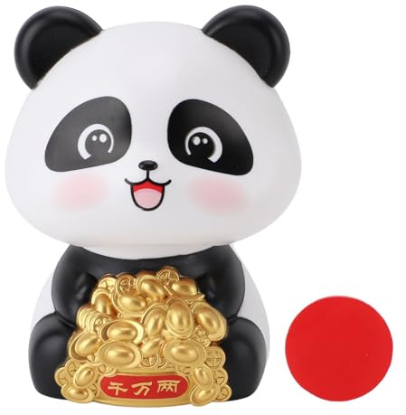 HPZIHUIT Solarbetriebene Panda-Statue, Ornament für Glück und Glück, solarbetriebene Panda-Figur, Auto, Armaturenbrett, Tierfigur, Ornament (große Augen)
