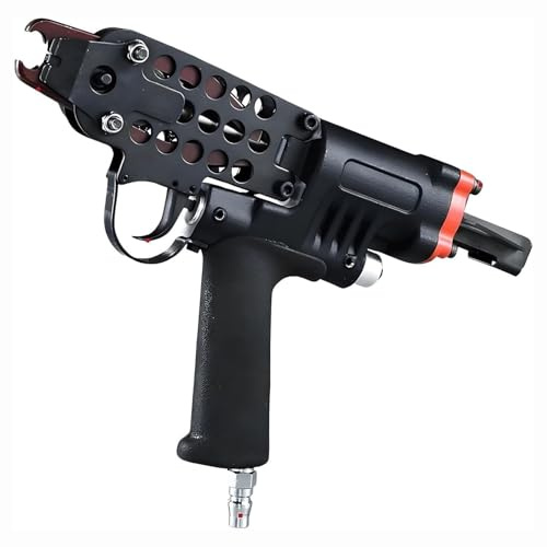 Pneumatic Hog Ring Nail Gun, Air Powered Cage Stapler Tool for Chicken Coop, Wire Fencing, Animal Traps, Industrial-Grade Binding Plier