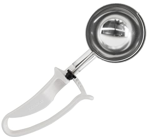 Zeroll Universal Standard Length EZ Disher Food Portion Control Scoop Designed for Right or Left Hand Use Dishwasher Safe NSF Approved, 3-Inch, White