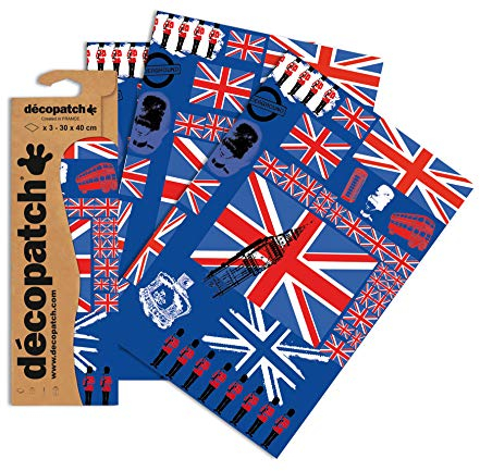 Decopatch Papier No. 530 (blau London, 395 x 298 mm) 3er Pack