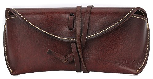 ZLYC Unisex handgefertigtes hartes Leder Kollektion Brillenetui Sonnenbrillenetui, 18,8 x 8,6 x 5,6 cm, Koffee C