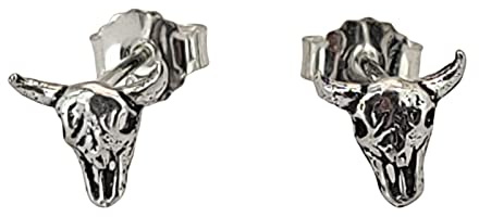 Bull skull stud earrings 925 sterling silver – Number 31