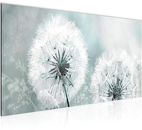 Runa Art Wandbild Pusteblume 1 Teilig 100 x 40 cm Modern Bild auf Vlies Leinwand Natur Wohnzimmer Schlafzimmer Grau Blau 207112b