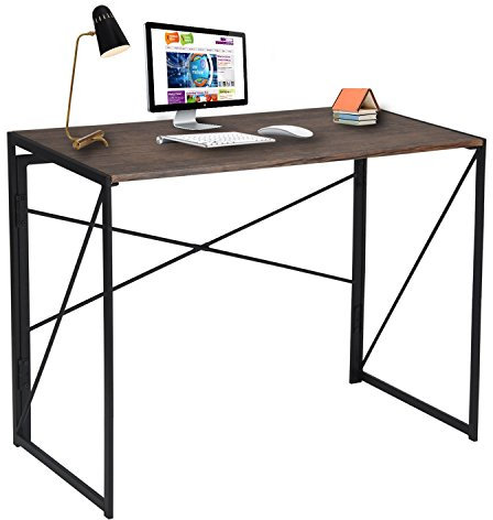 Coavas Schreibtisch Arbeitstisch Computertisch Klappbar Konferenztisch Bessere Wahl Kleiner Büro Faltbar PC Tisch Industrial Style Laptop Tisch für Home Büro Brown