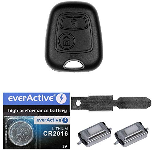 Auto Schlüssel Funk Fernbedienung 1x Gehäuse + 1x Rohling NE78 + 2X Mikrotaster + 1x CR2016 Batterie für Peugeot 206 SW CC 1998-2009