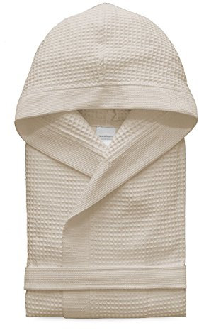 Morbidissimi Accappatoio Nido D’Ape Per Uomo e Donna Con Cappuccio, Cinturino e 2 Tasche, Accappatoi Leggeri Puro Cotone, Pratico e Compatto, S276 (Accappatoio Beige, M)