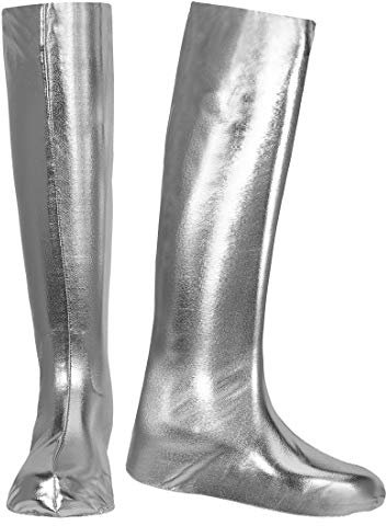 NET TOYS GoGo Schuhüberzieher Stiefel-Überzieher | Silber | Aufreizendes Damen-Kostüm-Zubehör Stulpenstiefel Überschuhe | Perfekt geeignet für 90er-Party & Straßenkarneval