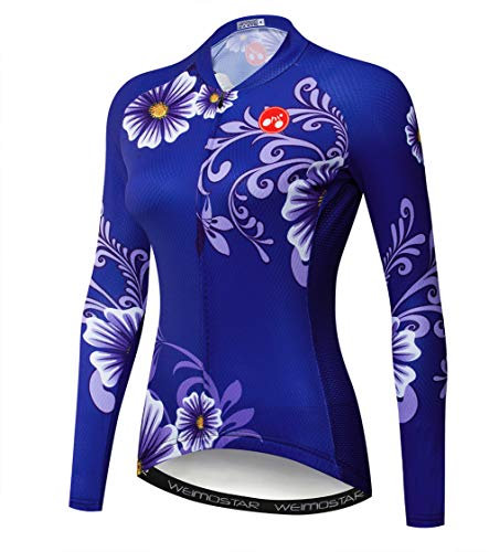 Cycling Long Sleeve Jersey Women's Mountain Bike Jersey Shirts Road Bicycle Clothing MTB Tops Purple Size XXL