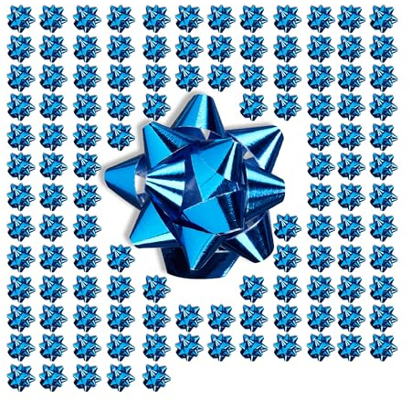 300 x Geschenkschleifen, selbstklebend, kleine Dekoschleifen für Weihnachten & Geburtstag, Zierschleifen, Ø 5 cm, blau