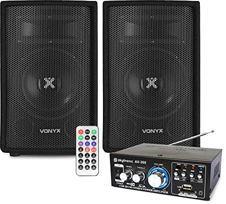 VONYX SL6 6 Passive DJ PA Speakers Pair with Amplifier Audio, Powerful Performance, Ideal for DJs, Parties, Events - 6 Woofer, Durable Construction, Easy Setup - Black