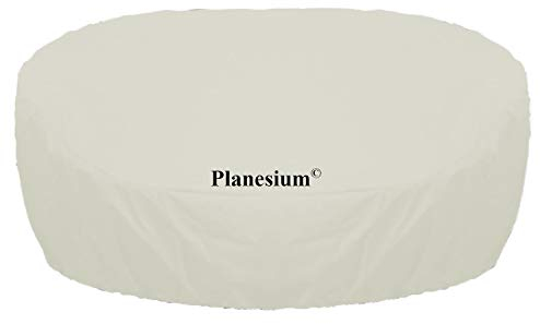 Planesium Premium Abdeckplane Sonneninsel RUND Abdeckhaube Liegeinsel Hülle Lounge Abdeckung Runder Schutzhülle Atmungsaktiv Wasserdicht Polyrattan (230cm Breite x 85cm Höhe, Weiß)