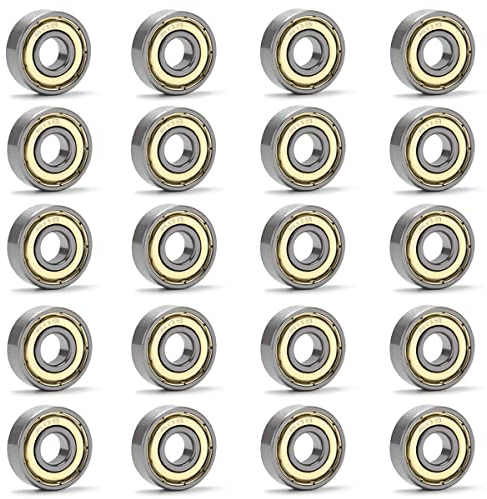YIXISI 20 Stück 608 ZZ Kugellager, ABEC-7 Metall Doppelt Geschirmte Miniatur-Rillen Kugellager für Skateboard, Roller, Inline Skates (8 mm x 22 mm x 7 mm), Silber