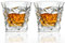 BOWD Whisky Gläser Bleifreies Kristall Gläser 2er Set Whiskey Glas Geschenkset mit Ice Rock Design Whiskey Tumbler für Scotch Vintage Rock Style Trinkbar Brandy Cocktail Glas Becher (280ml)
