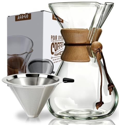 AGOGO Pour Over Coffee Maker Set, 40oz Classic Style, 304 Stainless Filter