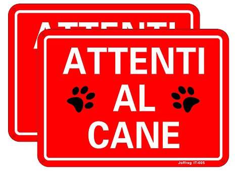 Joffreg Cartello Attenti al Cane in Alluminio,18 x 25 cm,Facile da installare,per Uso Interno o Esterno,Resistente UV,Resistente alle intemperie,2 pz