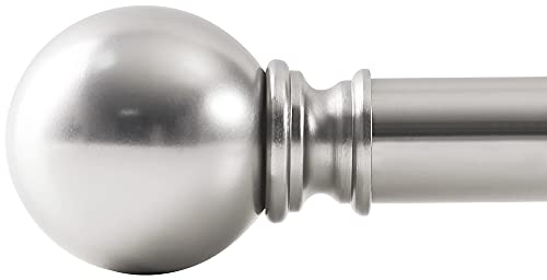 NICETOWN Gardinen Stange mit Runden Endstücken Gardienenstangen für Verdunkelungsvorhänge Vorhangstange Ausziehbar Nickel, 122-218 CM, 1 Läufig, Durchmesser 2,5CM