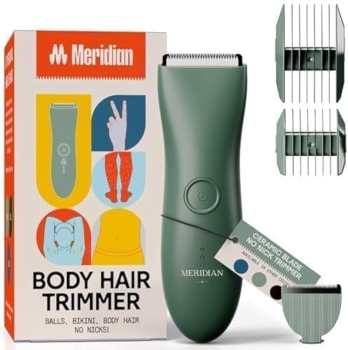 Meridian The Starter Package Körperhaartrimmer für Männer mit Ersatzklinge | Wasserdichter Body Groomer für Männer | Trimmer Herren Intimbereich | Intimrasierer Mann Set Hygiene | Farbe Sage