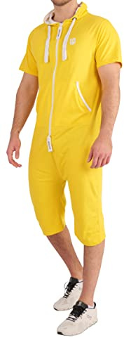 Gennadi Hoppe Herren Jumpsuit kurz Overall Einteiler Jogger für den Sommer