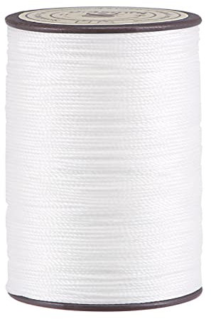 sourcing map Filo cerato sottile 137 metri diametro 0,55 mm poliestere rivestito in cera corda per macchina da cucire ricamo a mano Quilting tessitura, bianco